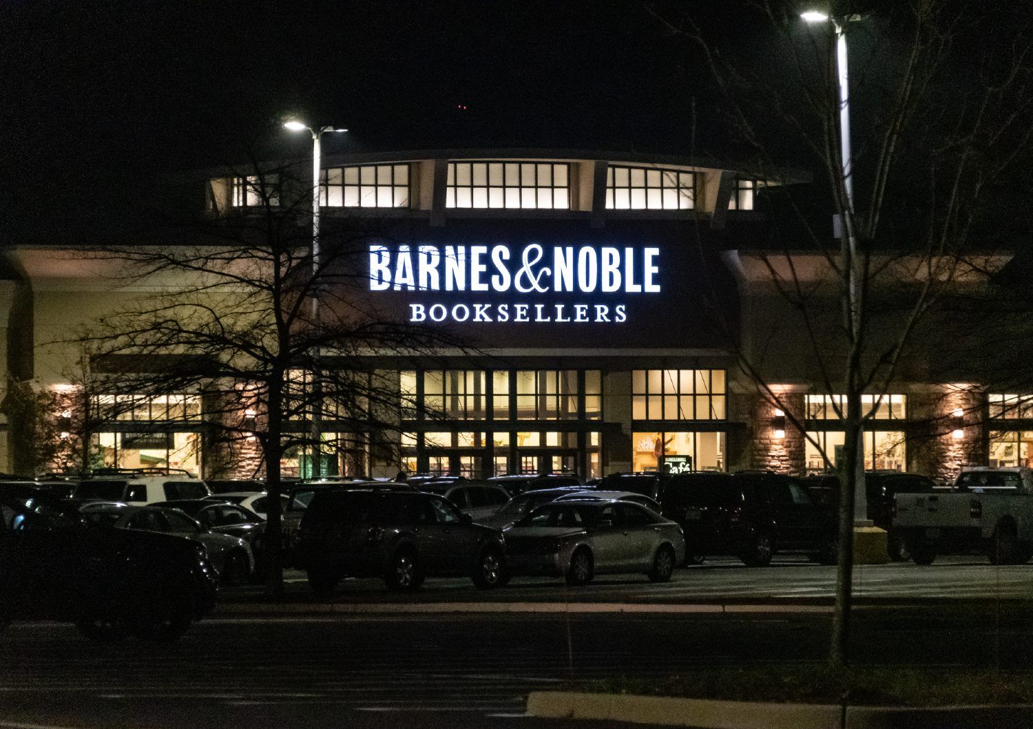 Barnes & Noble storefront at night - data breach