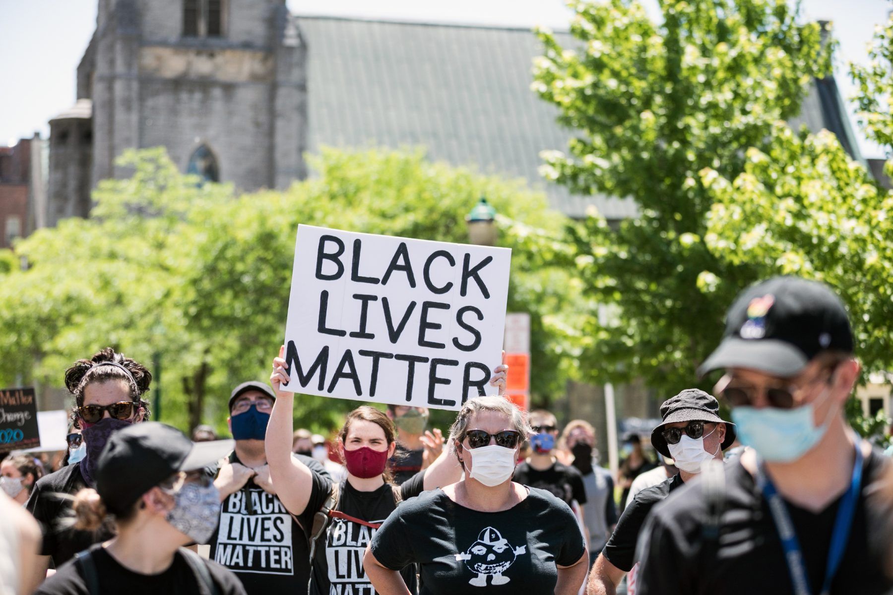 Demonstrators attend a Black Lives Matter protest - police brutality
