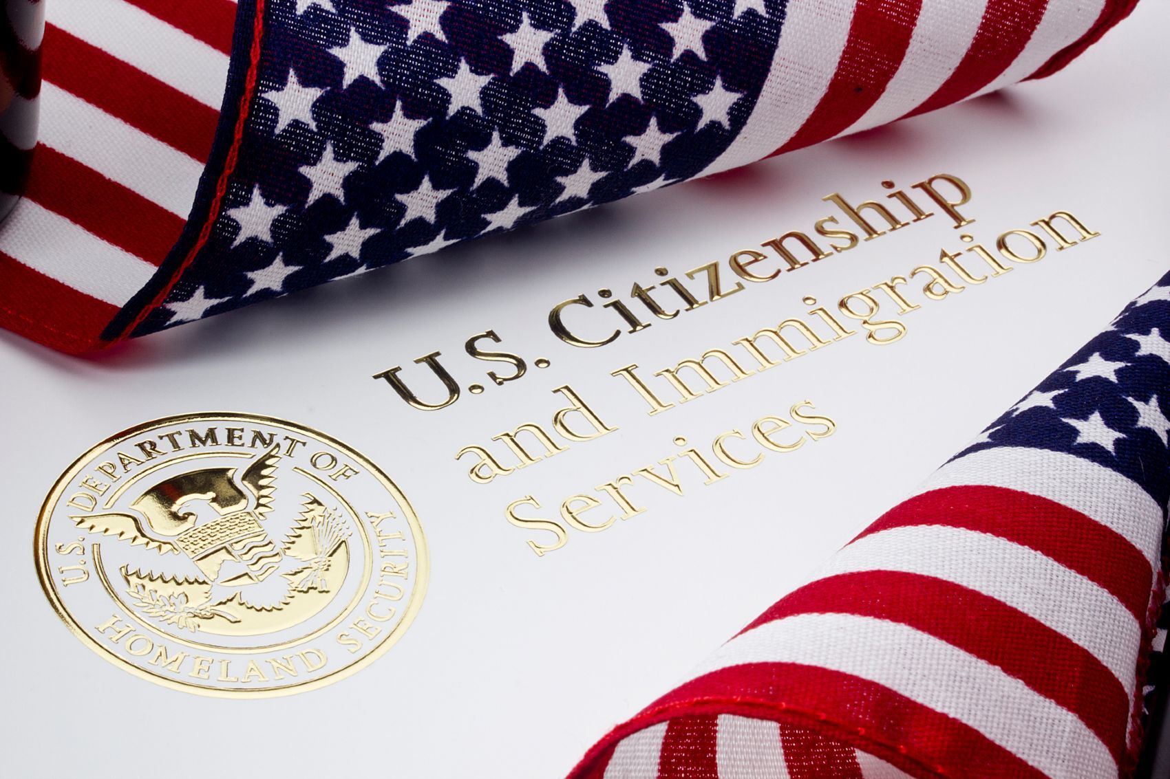 U.S Citizenship and Immigration Services letterhead in gold, surrounded by U.S. flag - uscis