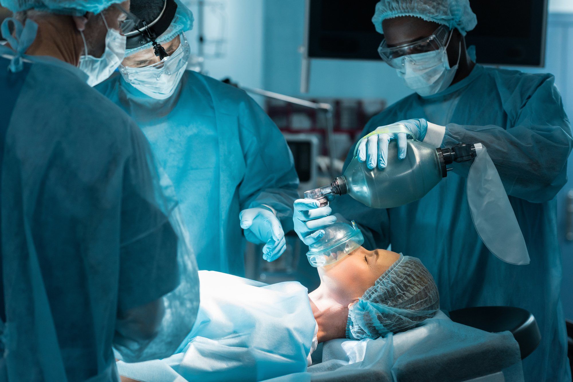 Woman undergoing anesthesia before surgery