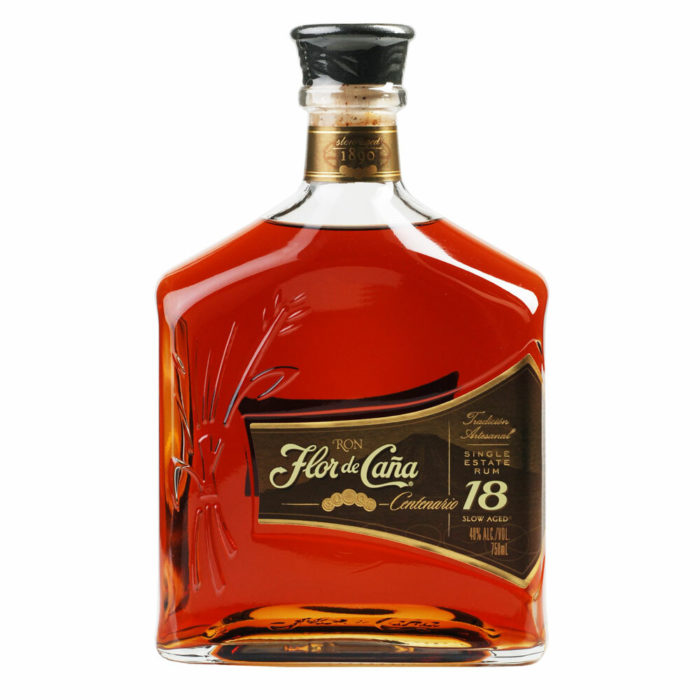 a bottle of Flor de Caña rum
