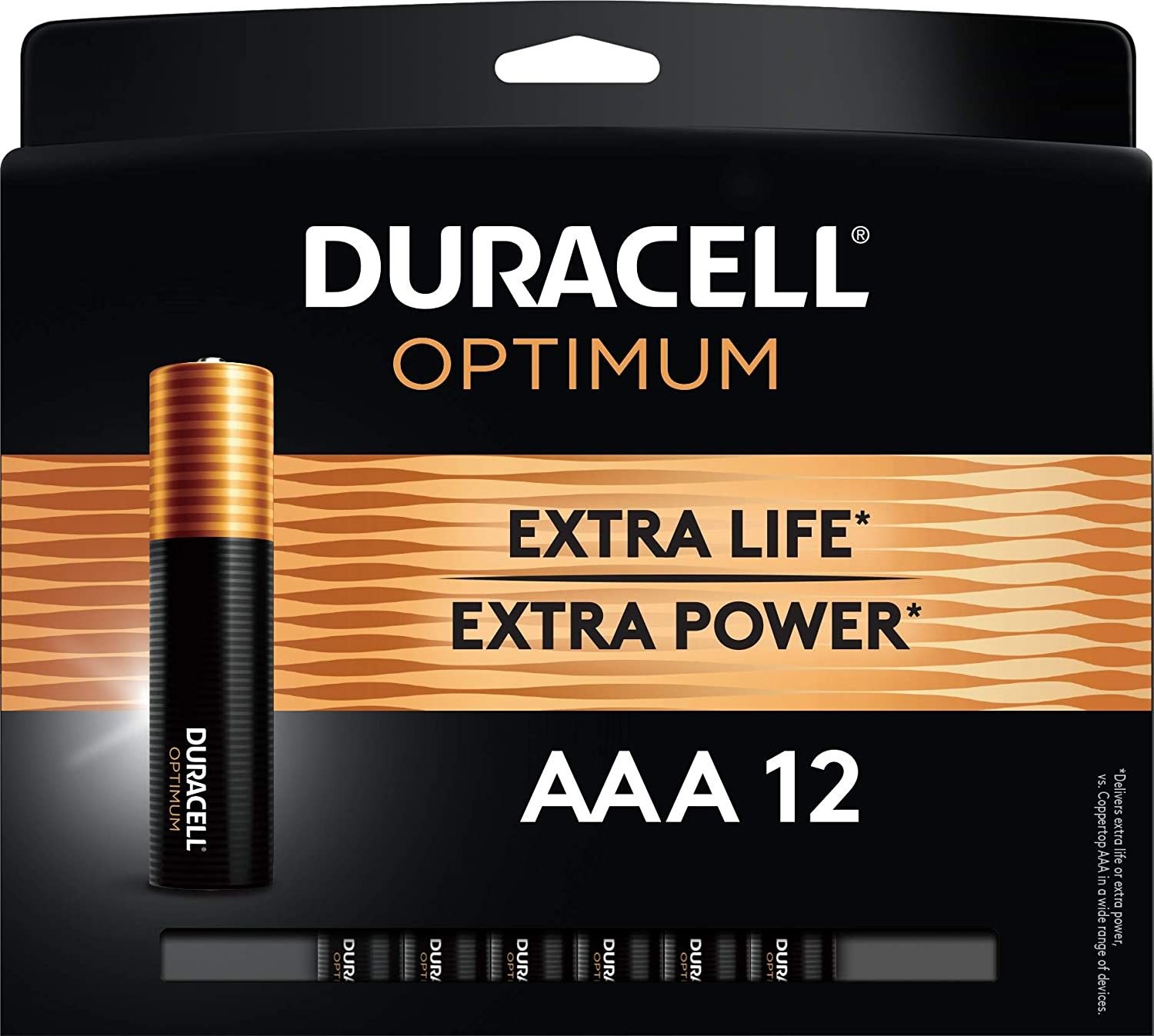 Package of 12 AAA Duracell Optimum batteries - duracell batteries