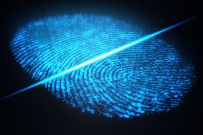A graphic of a blue fingerprint scan - privacy law