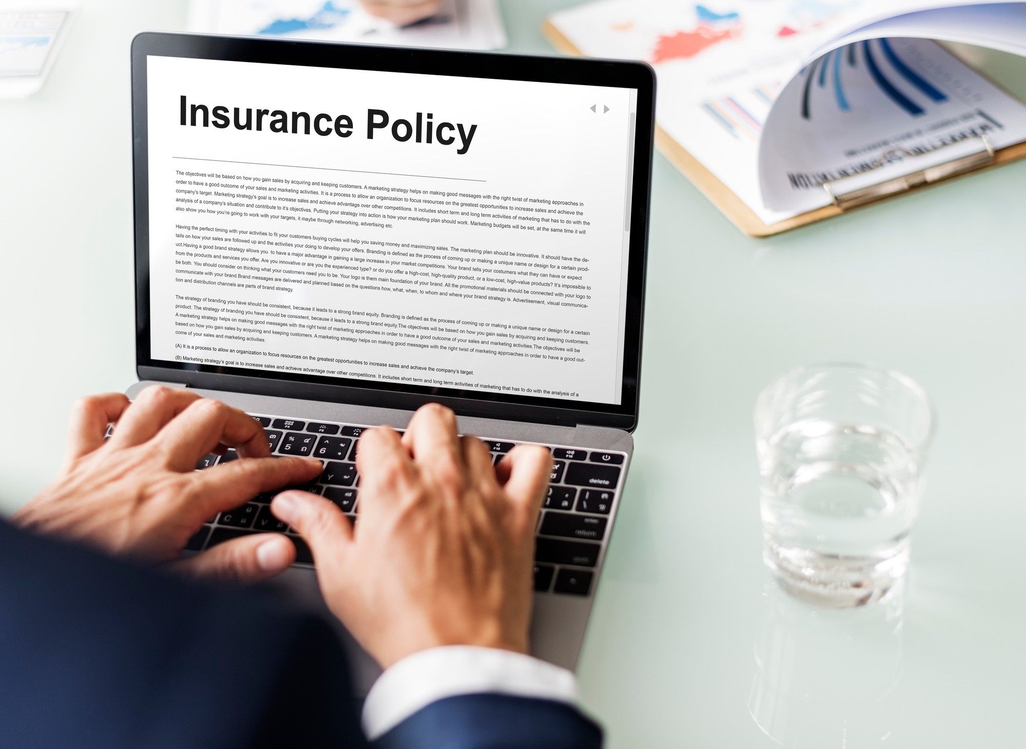 Close up of insurance policy terms