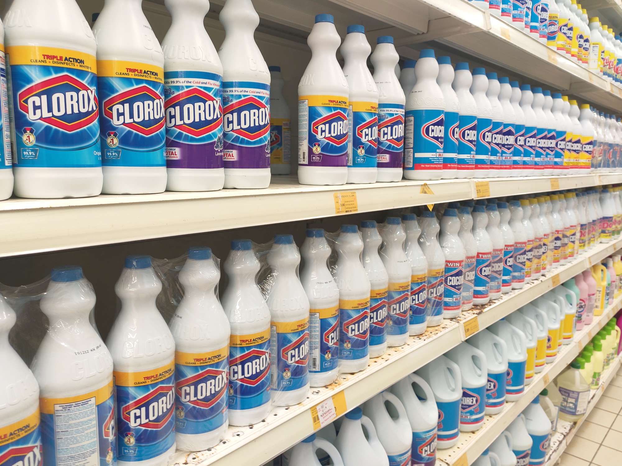 Clorox products on shelves