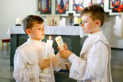 Altar boys during a Catholic Mass