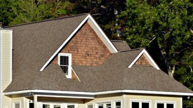 Siding shingles in the gables of a house - Allura fiber cement siding