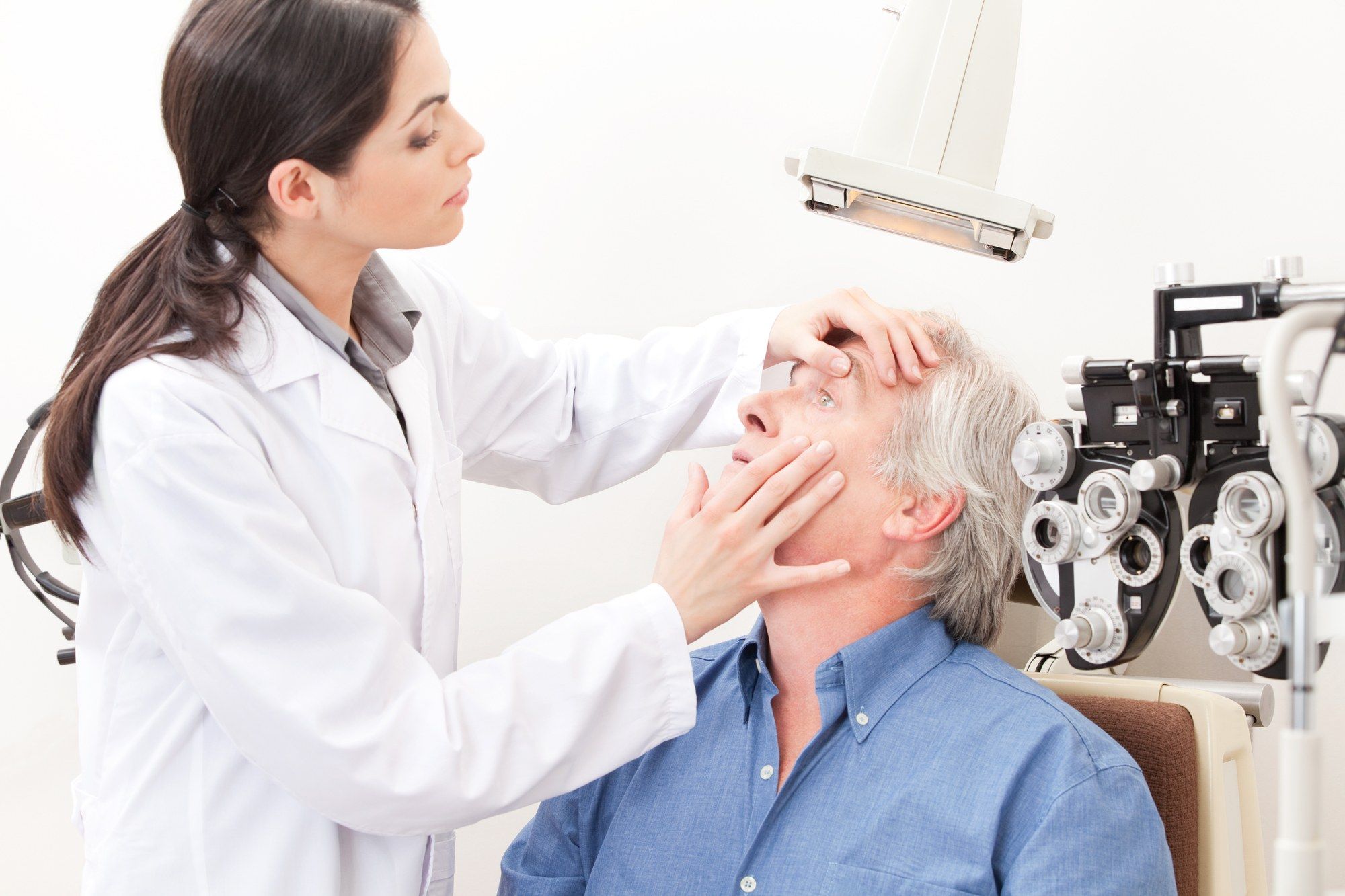 older man at the eye doctor