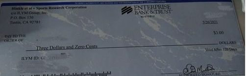 Sports Research settlement payouts - checks in the mail