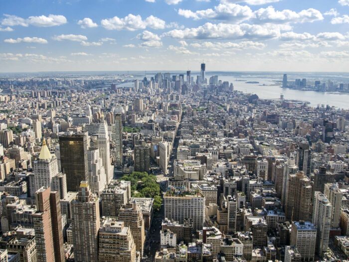 A view of Manhattan from Greenwich Village south to Wall Street as seen from the observation deck of the Empire State Building - 63/67 Wall Street