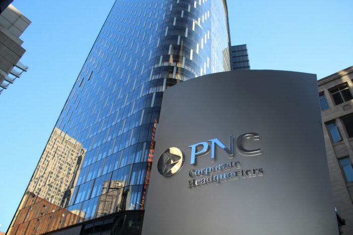 PNC Bank sign in front of building - mortgage fees