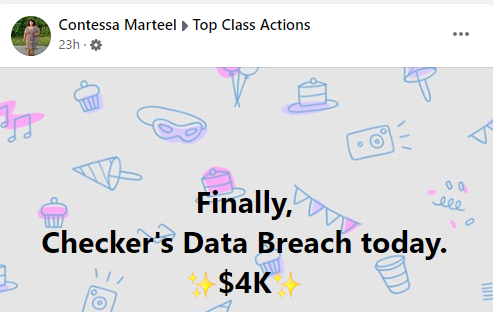 Checkers Data Breach FB settlement checks