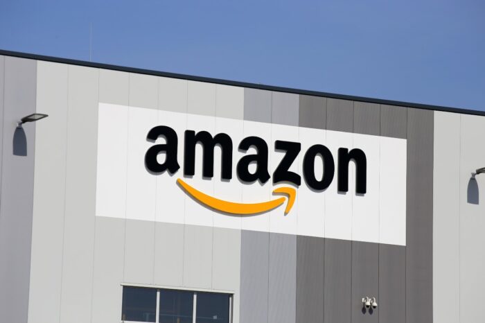 Amazon logo on the logistics centre 