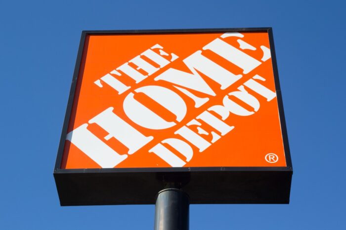 A Home Depot sign.