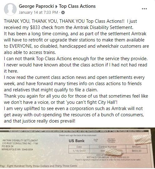 Amtrak ADA FB 1-17-22 settlement payout 