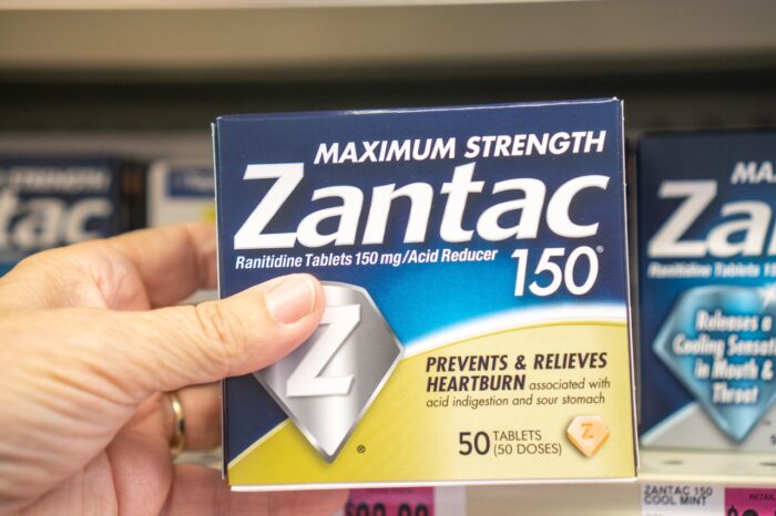 Over the counter Zantac used for acid reflux and heartburn,