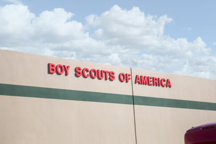 A building sign for one of the local branches of the Boy Scouts of America, Redland California.