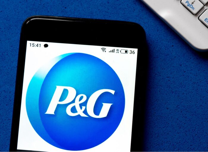 The Procter & Gamble Company (P&G) logo is seen displayed on a smartphone