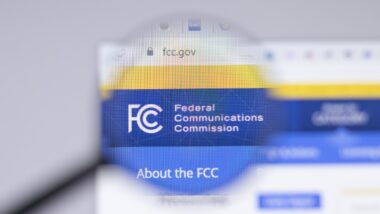 Federal Communications Commission FCC logo close-up on website page,