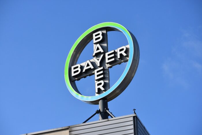 Bayer emblem and logo on the roof, branch