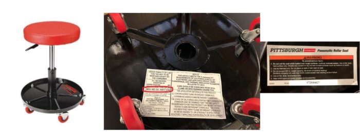 Recalled stool from Harbor Freight