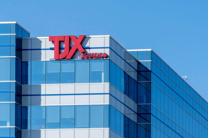 Close up of TJX sign