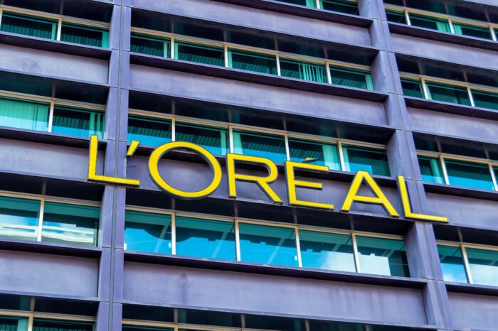 Facade of the world headquarters of L'Oreal Group