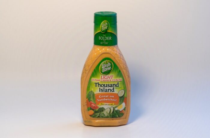 Wishbone brand Thousand Island flavor salad dressing bottle product shot against white background. Illustrative Editorial