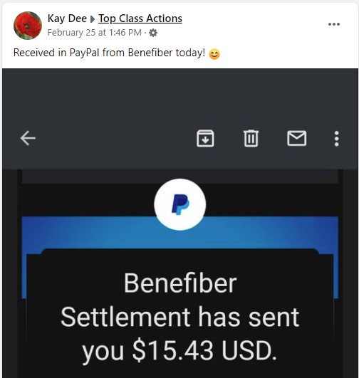 Benefiber FB Checks Mailed