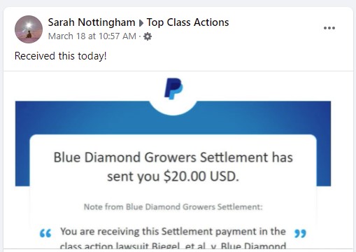 Blue Diamond FB 3 Checks Mailed