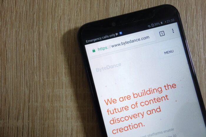 ByteDance website displayed on a modern smartphone