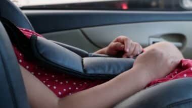 close up baby kid and carseat, safty concept.