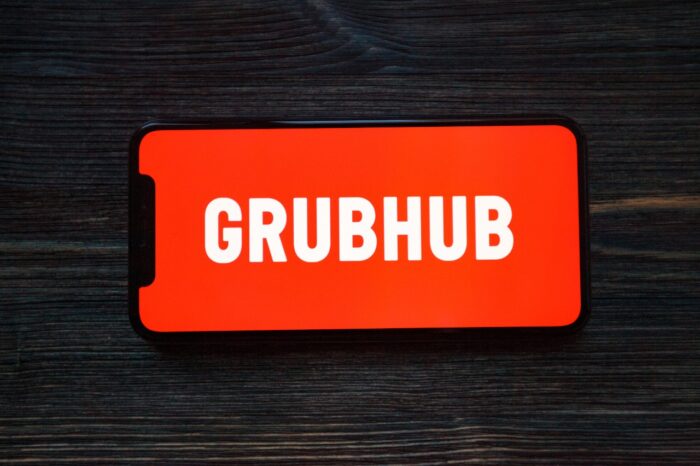 GrubHub logo seen displayed on smart phone