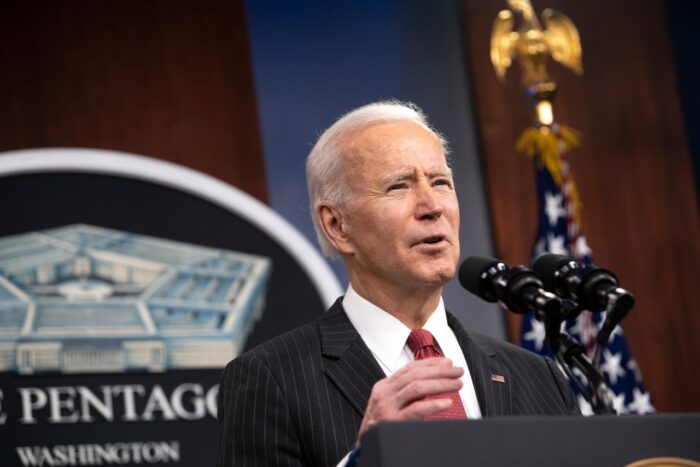 President Joe Biden delivers remarks to Department of Defense personnel