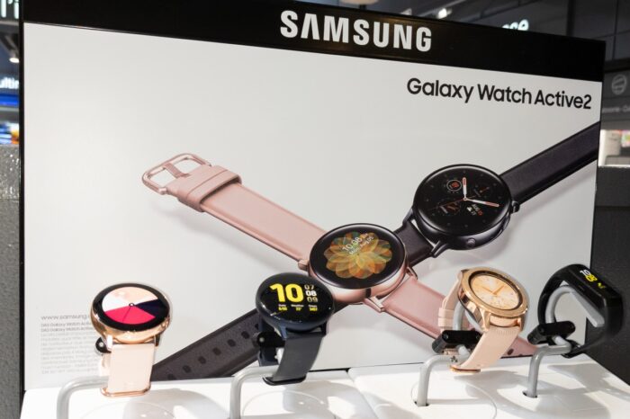 galaxy watch active 2 logo sign and brand text of new modern Samsung electronic watches