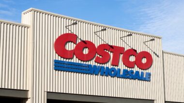 Closeup of the Costco sign seen at the entrance to its store in Hillsboro