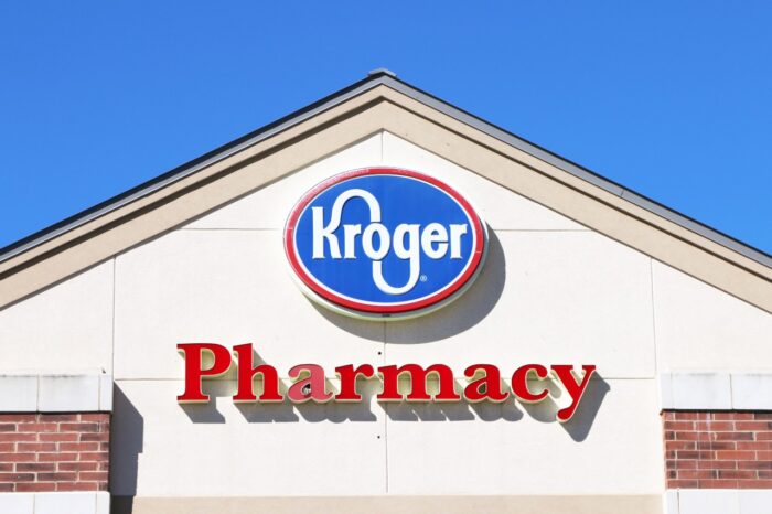 Sign for a Kroger supermarket pharmacy.
