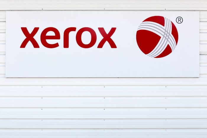Xerox sign on a wall.