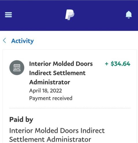 Interior Molded Doors FB settlements paying out