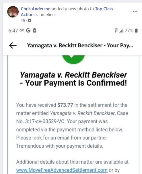 Move Free Facebook 2 settlements paying out
