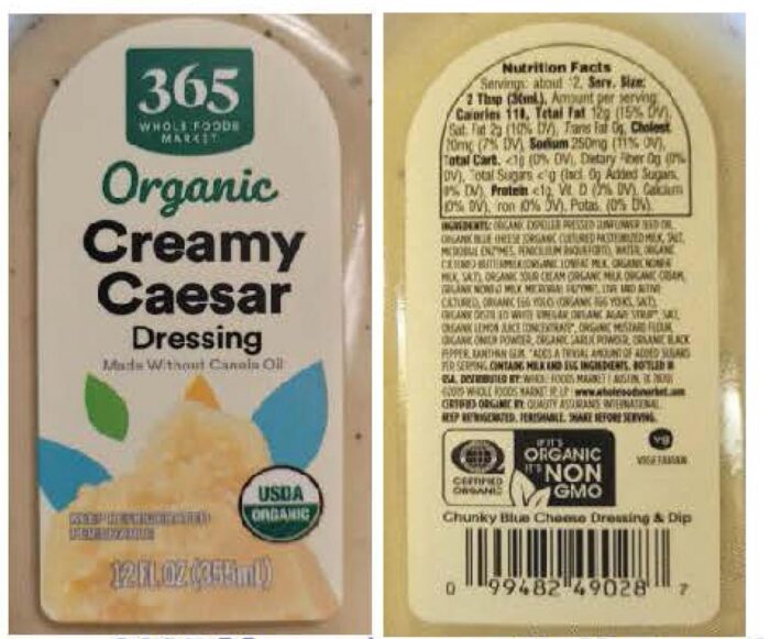 Whole Foods Organic Creamy Caesar Dressing