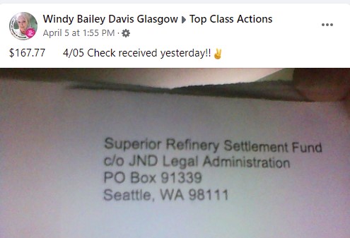 Superior Refinery FB settlements paying out