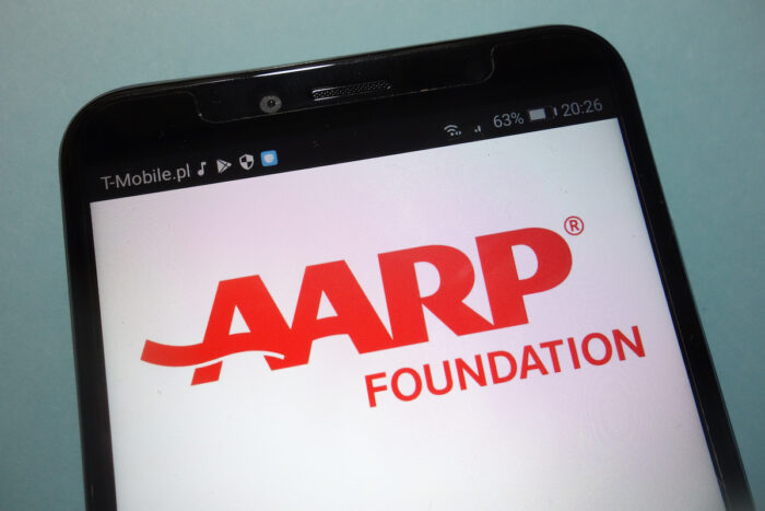 AARP (American Association of Retired Persons) foundation logo on smartphone