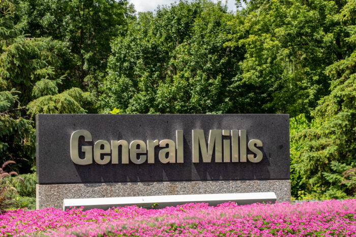 A Welcome sign at the General Mills headquarters in suburban Minneapolis, Minnesota.