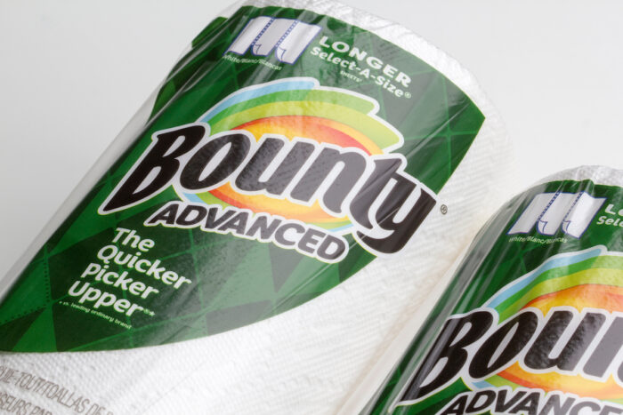 Bounty Advanced Select-A-Size Paper Towels isolated on white.