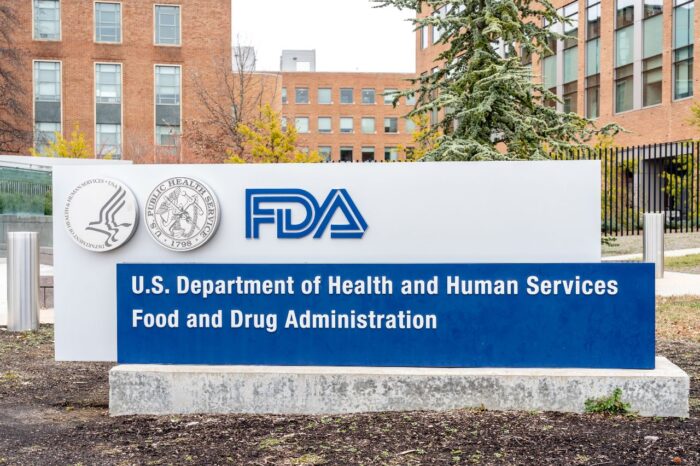 FDA Sign outside their headquarters in Washington.