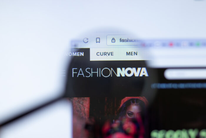 FashionNova fashionnova.com company website with logo close up