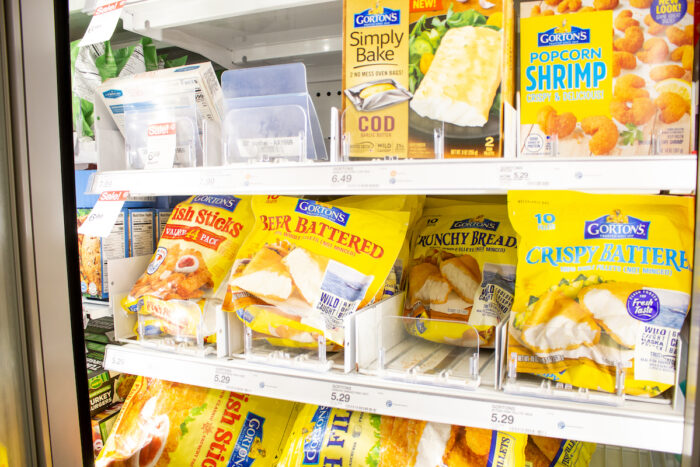 A view of several packages of Gorton's frozen seafood products, on display at a local grocery store - Gorton's class action