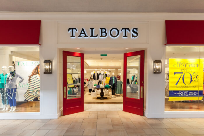 Talbots storefront in Bayview Village mall in Toronto.