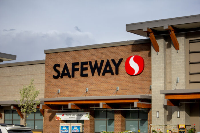 A store front sign for the grocery store chain known as Safeway.
